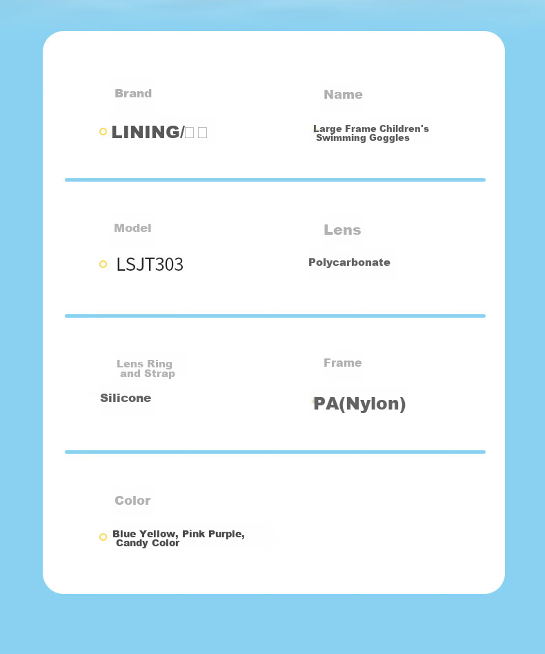Li-Ning Children's Swimming Goggles for Boys And Girls, Large Frame Waterproof Anti-Fog Professional High-Definition Integrated Earplugs Diving Protective Goggles LSJT303-3 8