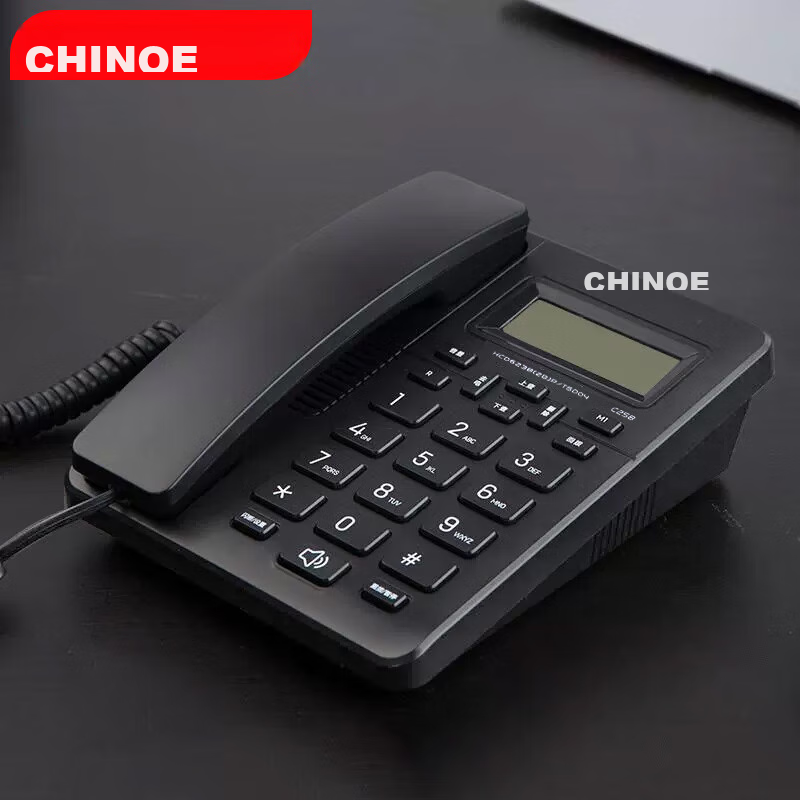CHINO-E Landline Telephone with Caller ID, One-Touch Dialing, Dual Interfaces, Battery-Free C258 Black Office Companio