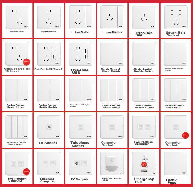 DELIXI Switch Socket Panel CD290 Series Ultra-Thin Pure Flat Large Plate [Single Switch Control] Polar White 2