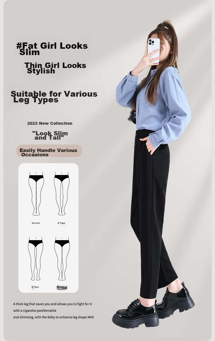 FitonTon Women's Suit Pants, New Spring/summer 2026 Style, High-Waisted Loose Straight-Leg Cigarette Harem Pants, Slimming Draping Casual Trousers for Wome 2