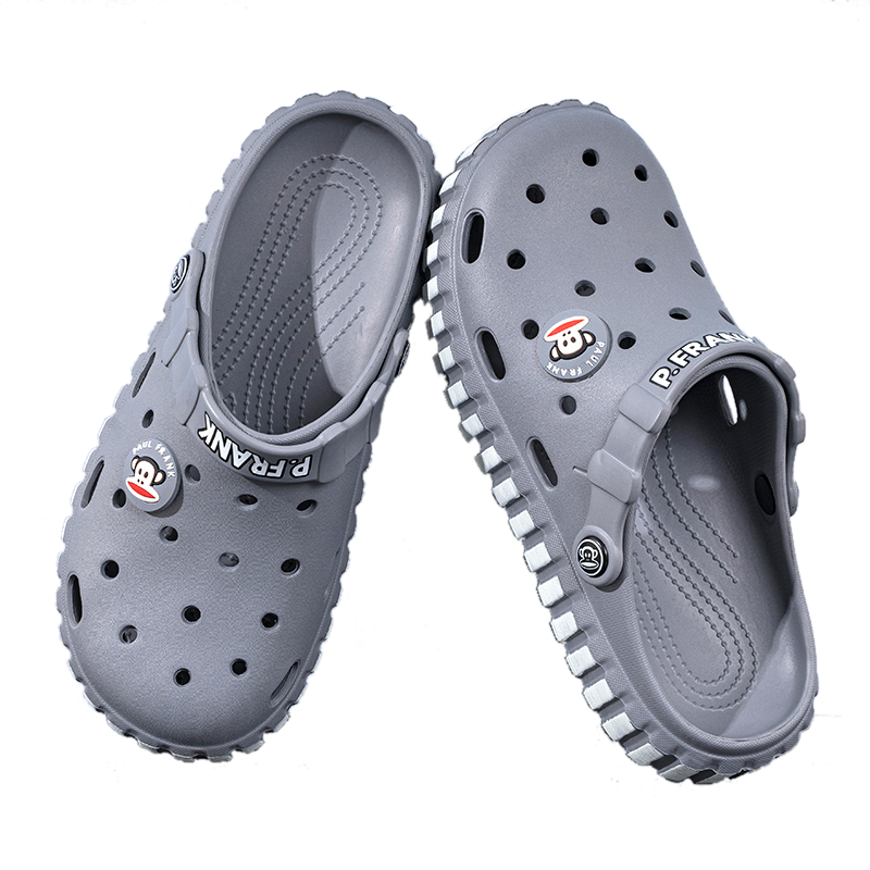 Paul Frank Men's Clog Sandals Summer Closed-Toe Outdoor Dual-Wear Beach Shoes Women's PF5377 Gray Size 44/45