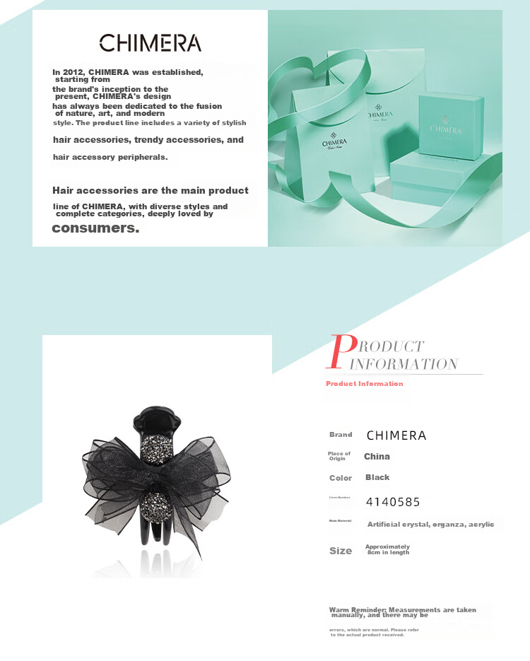 CHIMERA Large Internet-Famous Shark Clip Hair Accessory, Bow Claw Clip, Back of Head Hairpin, Hair Barrette for Women, Mid-Autumn Festival Gift 2