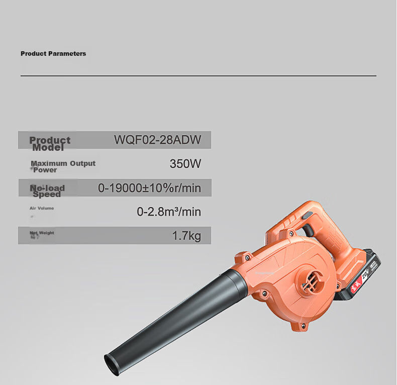 Dongcheng Lithium Battery Hair Dryer WQF02-28 Blower, 20V 2.0 Single Battery Car-Mounted Dust Blower, Powerful Household Dust Remover 14