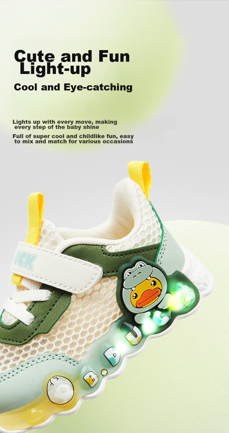 B.Duck Children's Walking Shoes, Boys And Girls Light-Up Shoes, Summer Breathable Mesh Sneakers, 3957 Blue And White, Size 30 6