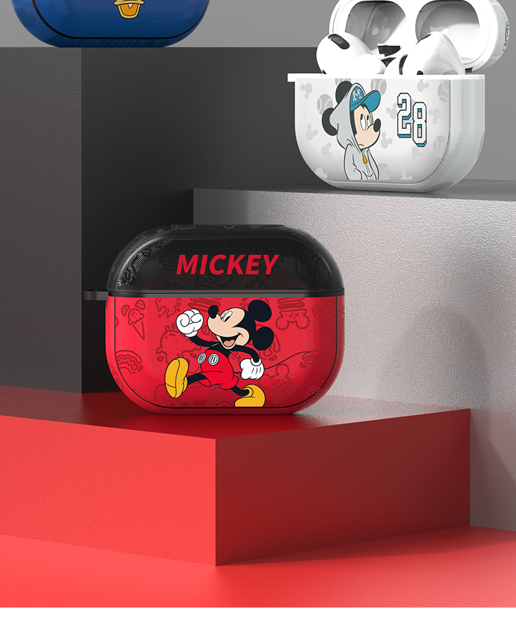 ESCASE AirPods Pro Second-Generation Protective Case, Apple Pro 2 Earphone Cover, Disney Mickey Cartoon Leather Texture Soft Trendy Men's Personalized Creative 2022 Model Gray 3