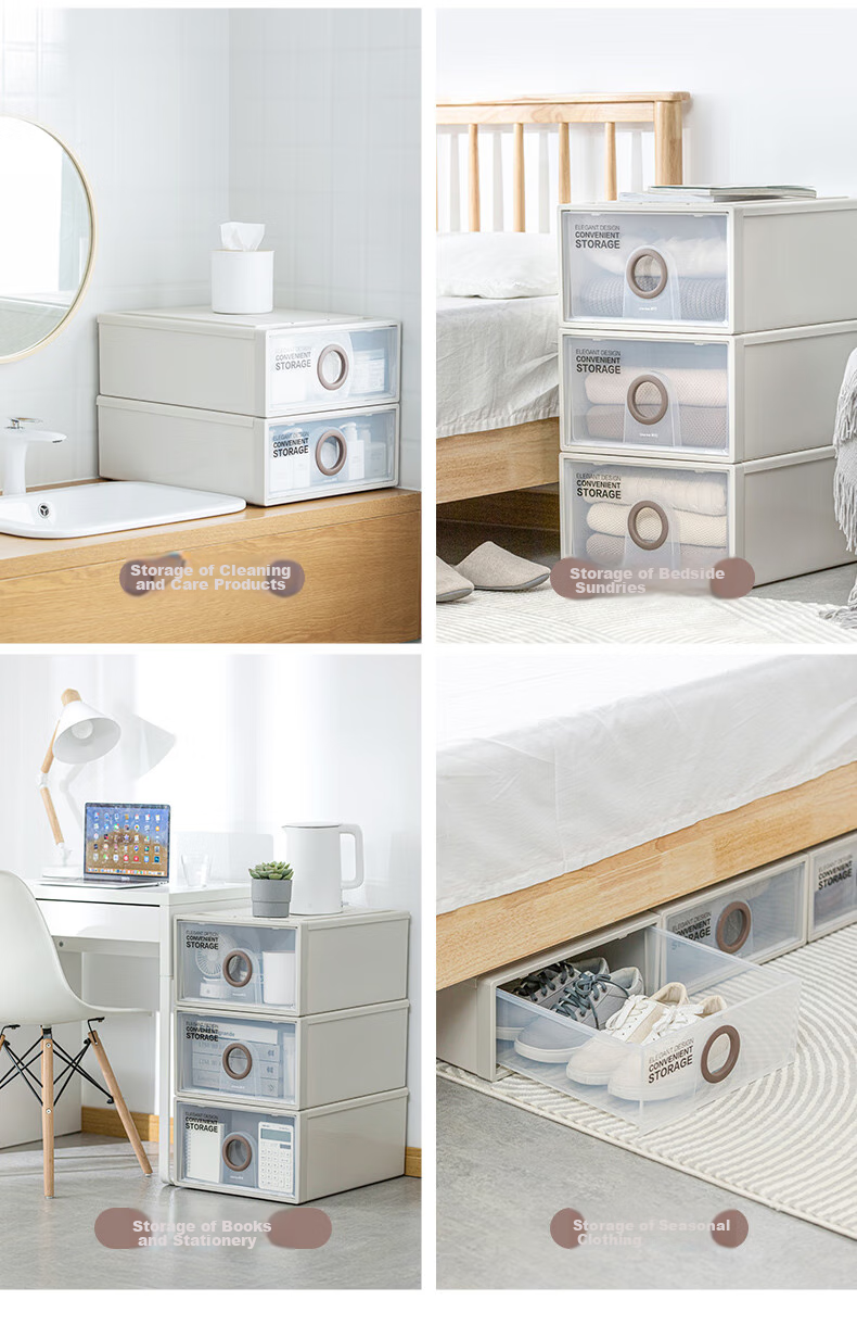 CHAHUA Storage Box, Large Organizer Box for Underwear, Drawer-Style Single-Layer Storage Cabinet, Set of Two 14