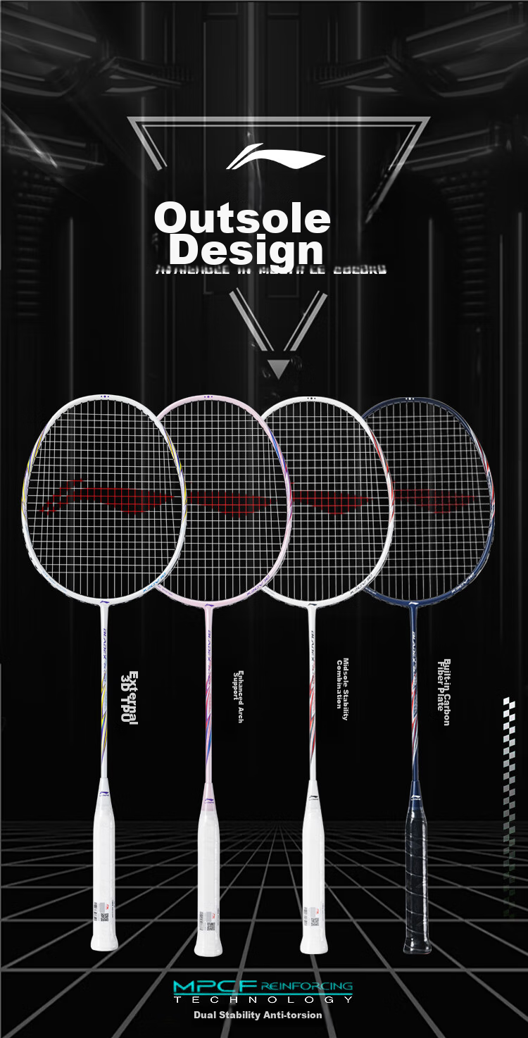 Li-Ning Badminton Racket, Jisu Guang 79g, Ultra-Light 5U Full Carbon Steel Cannon, Small Whirlwind Single Racket, Dark Purple Blue, Pre-Strung 3