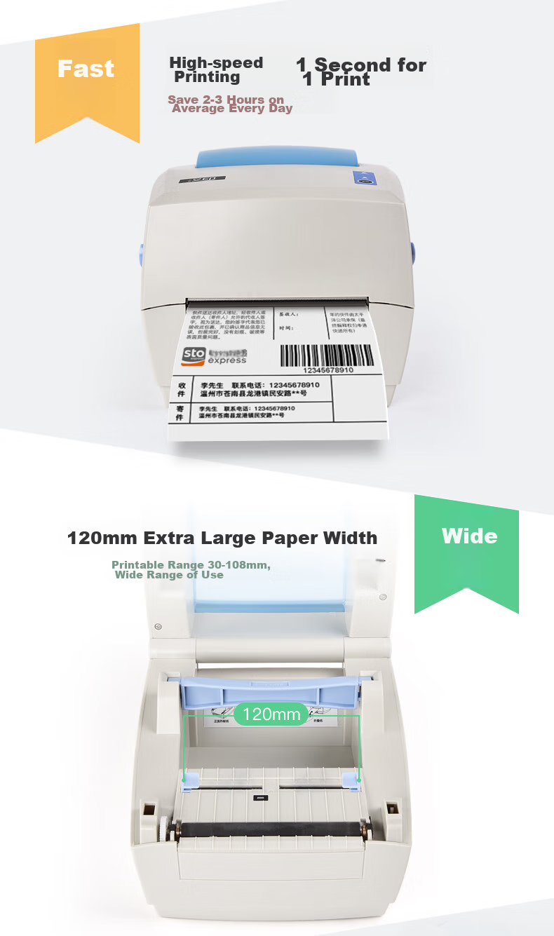 HPRT Thermal Label Sticker Printer, Express Delivery Electronic Shipping Label Printer, Commercial Small Wired, Express Delivery Single Sheet And Two-Part Express Barcode Adhesive, One-Sheet And Two-Sheet Printing 5