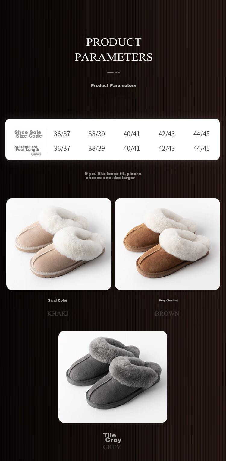 NEIBO [Winter Essential] Sheepskin And Wool Integrated Slippers for Men And Women, Latex Antibacterial Deodorizing Warm Sandals Size 39 3