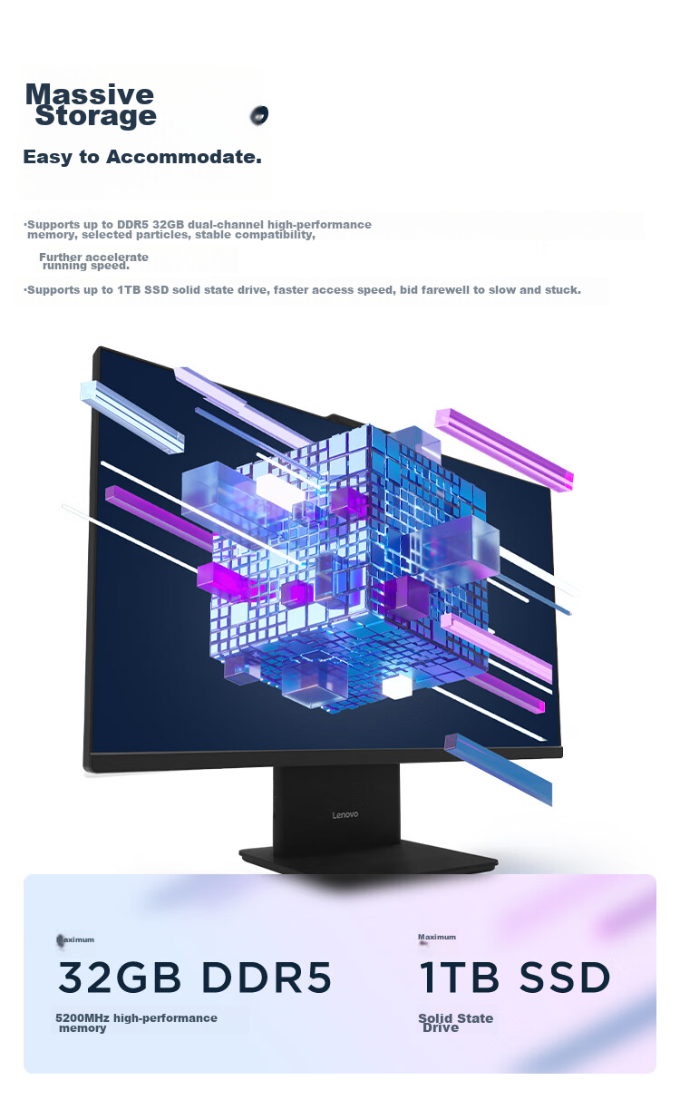 Lenovo Yangtian S660 All-in-One Desktop Computer 27-inch Business Office PC (Core Ultra5 226V, 16GB RAM, 1TB SSD, Windows 11) National Subsidy 4