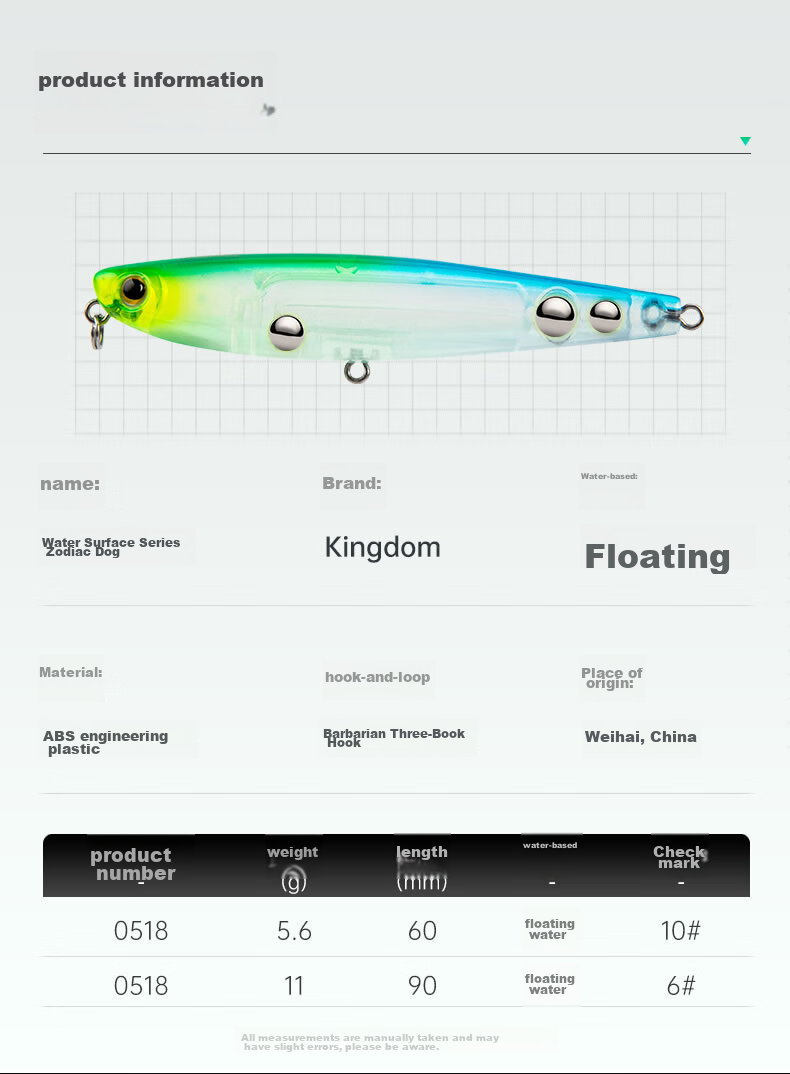 Guowangliya Lure, Surface System Zhi Dog Micro Floating Pencil, Freshwater Long-Casting Lure, Largemouth Artificial Bait, 11g-03 2