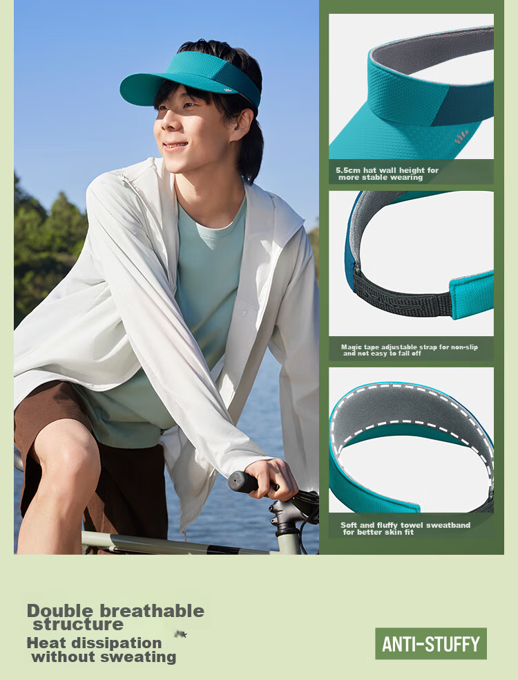 Beneunder Tennis Cap, Sun Hat for Men, UV Protection Hat, Visor Cap, Sports Sweat-Absorbing Full-Face Sun Hat DS015 13