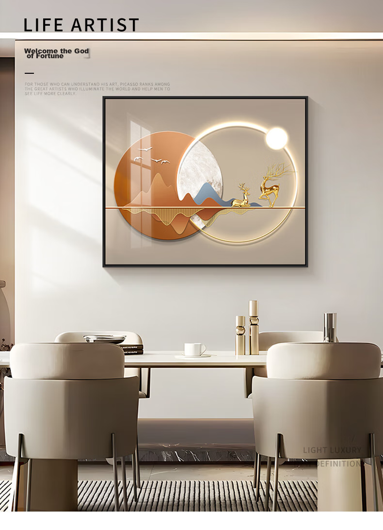 JIJUANJI Luxury Electric Meter Box Decorative Painting, Modern Distribution Box, Restaurant Electrical Switch Cover, Hanging Painting, Fu Lu Xiang Ying 1