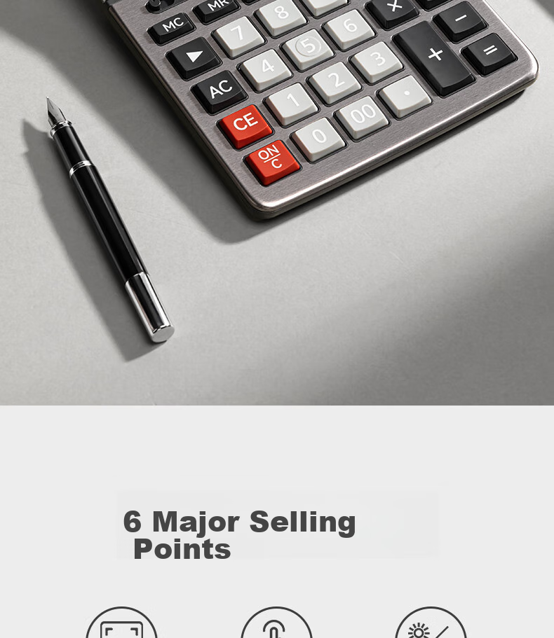 Deli Dual Power Business Office Desktop Calculator, 12-Digit Large Screen Plastic Keypad Desktop Calculator, 1671A 2