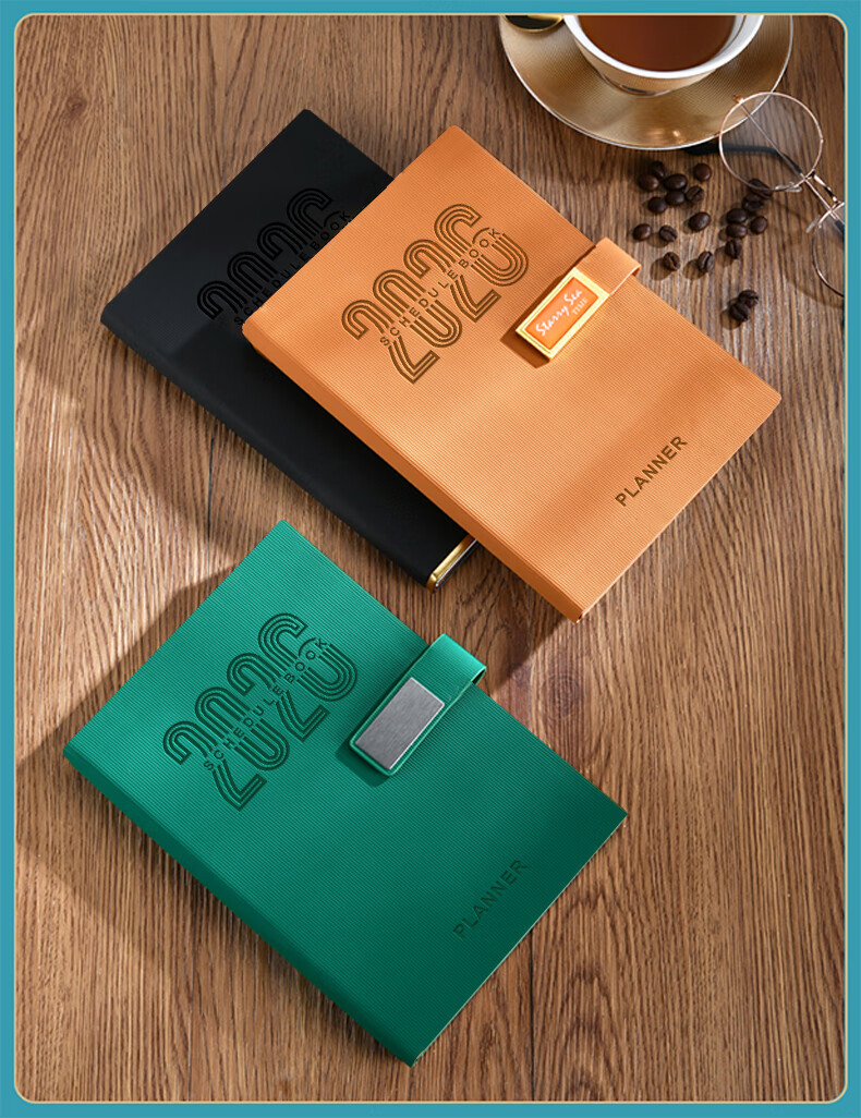 SHENGCHI Premium Minimalist 2026 Vertical Stripe Business Notebook Meeting Journal Memo Book Customizable Logo Single A5 (240 Pages) Turquoise Blue 5