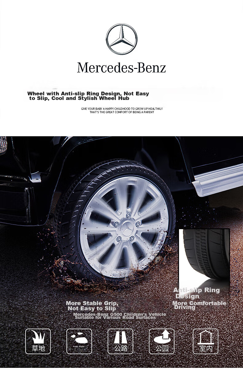 BeRica Authorized Mercedes-Benz G Baby Electric Car Remote Control Four-Wheel Off-Road Vehicle Children's Toy Ride-On Gift 18