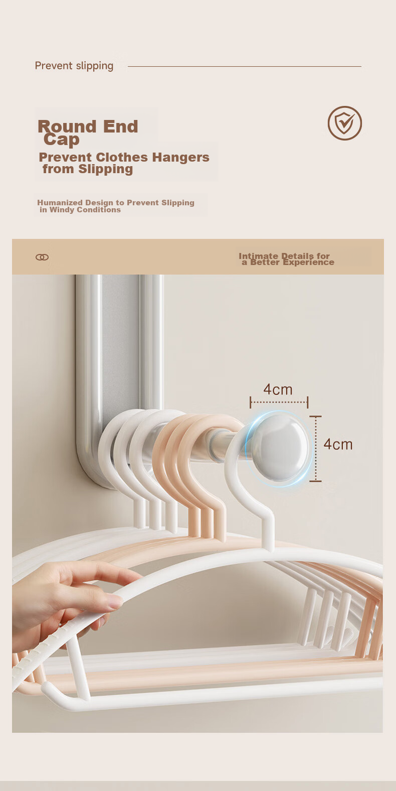 Baicaoyuan Balcony Clothes Rack Storage Organizer Wall-Mounted Hanger Rod No-Drill Household Drying Rack Storage Shelf Cream White 9