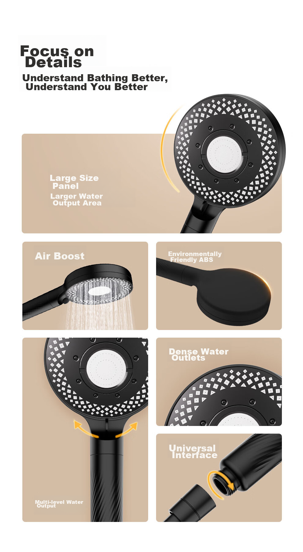 DU PONT Fortune Global 500 Company High-Pressure Shower Head, Single-Head High-Pressure Handheld Shower Head, Pressurized Shower Head 2