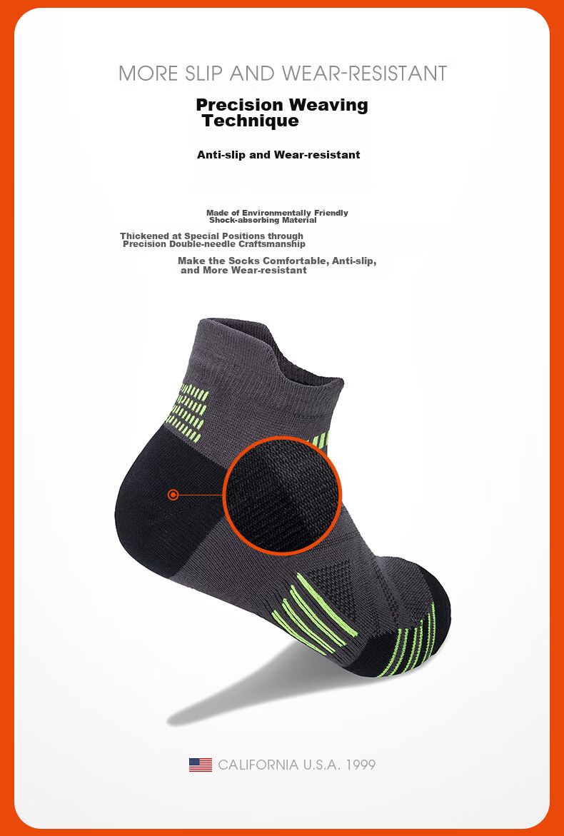 TFO Competition-Grade Outdoor Socks, Comfortable Breathable Running Socks Low-Top Hiking Socks 2202412 Men's Dark Gray 5