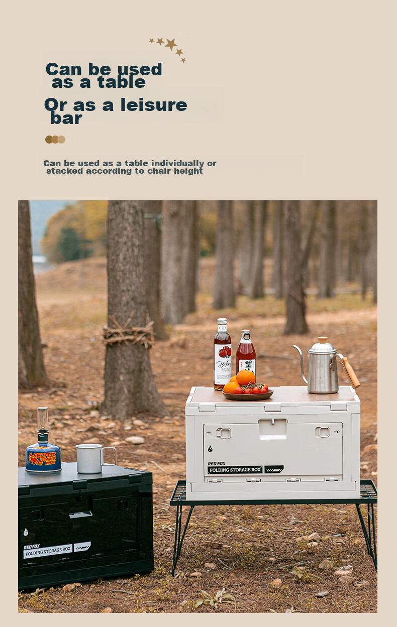 E-Rover Outdoor Storage Box, Camping Folding Box, Camping Organizer Box, Car Trunk Storage Box, Wooden Lid Clothes Storage Box 2