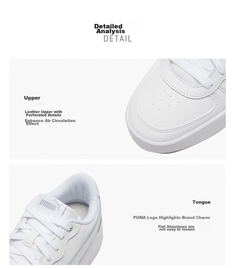 PUMA White Sneakers, Platform Tennis Shoes for Women, Sports Casual Shoes SKYE 374764, Size 38.5 5
