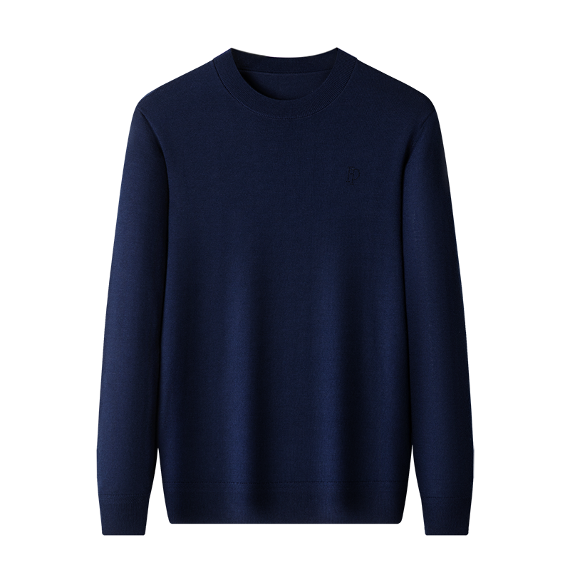 Hengyuanxiang 100% Fine Wool Sweater Men Machine Washable Autumn Winter Pullover Thin Knitwear Men's Crew Neck Business Casual Solid Pure Wool Sweater 20007001 Black Gray Size 180