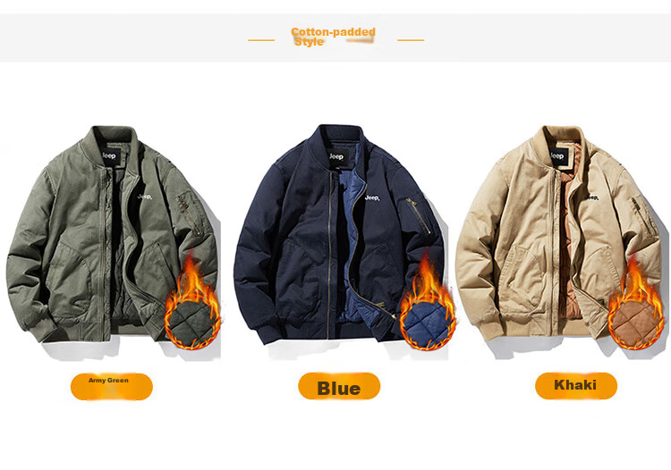 JEEP Men's Jacket, Spring And Autumn Baseball Collar Loose Casual Workwear Clothing, Blue, M 11