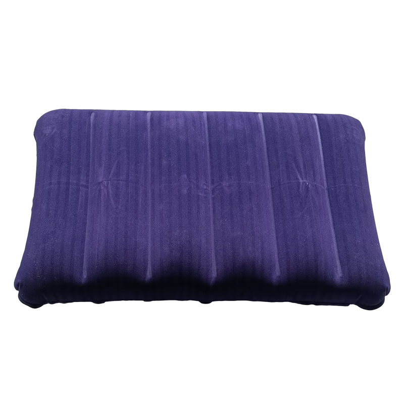 Adandyish Inflatable Pillow, Flocked Travel Pillow, Outdoor Pillow, I-Shaped Striped Nap Pillow