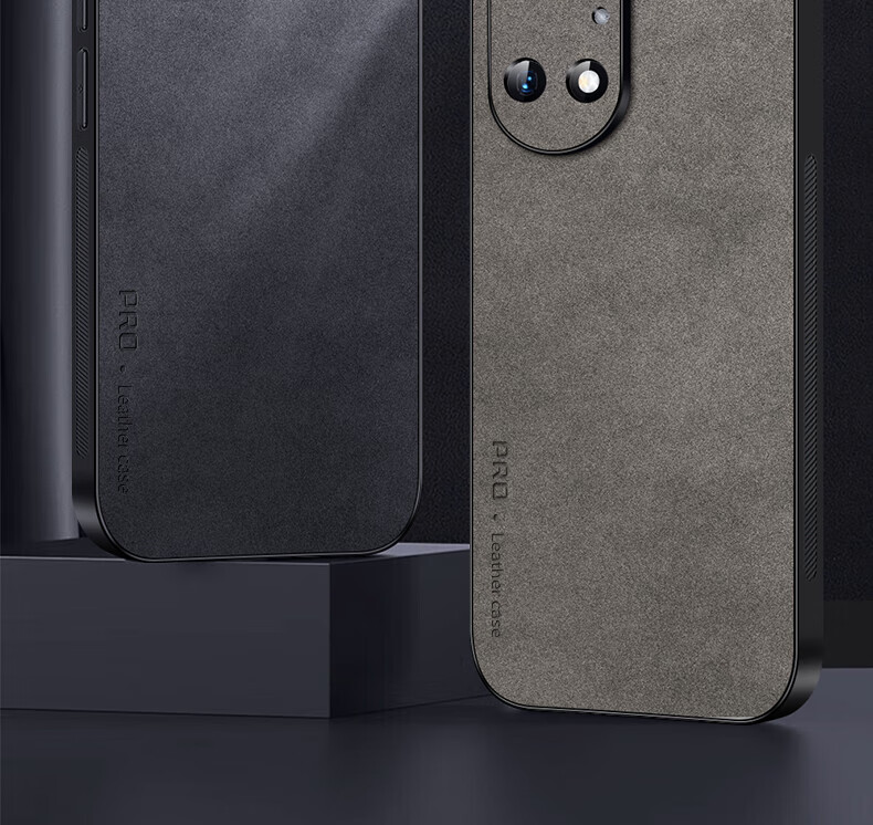 Shangsu Suitable for Huawei P50 Phone Case, Huawei P50E Protective Cover, Shockproof Lens Full Protection Soft Shell, Luxury Lambskin Silicone Outer Case, Simple Women's And Men's Leather Cover, Black 2