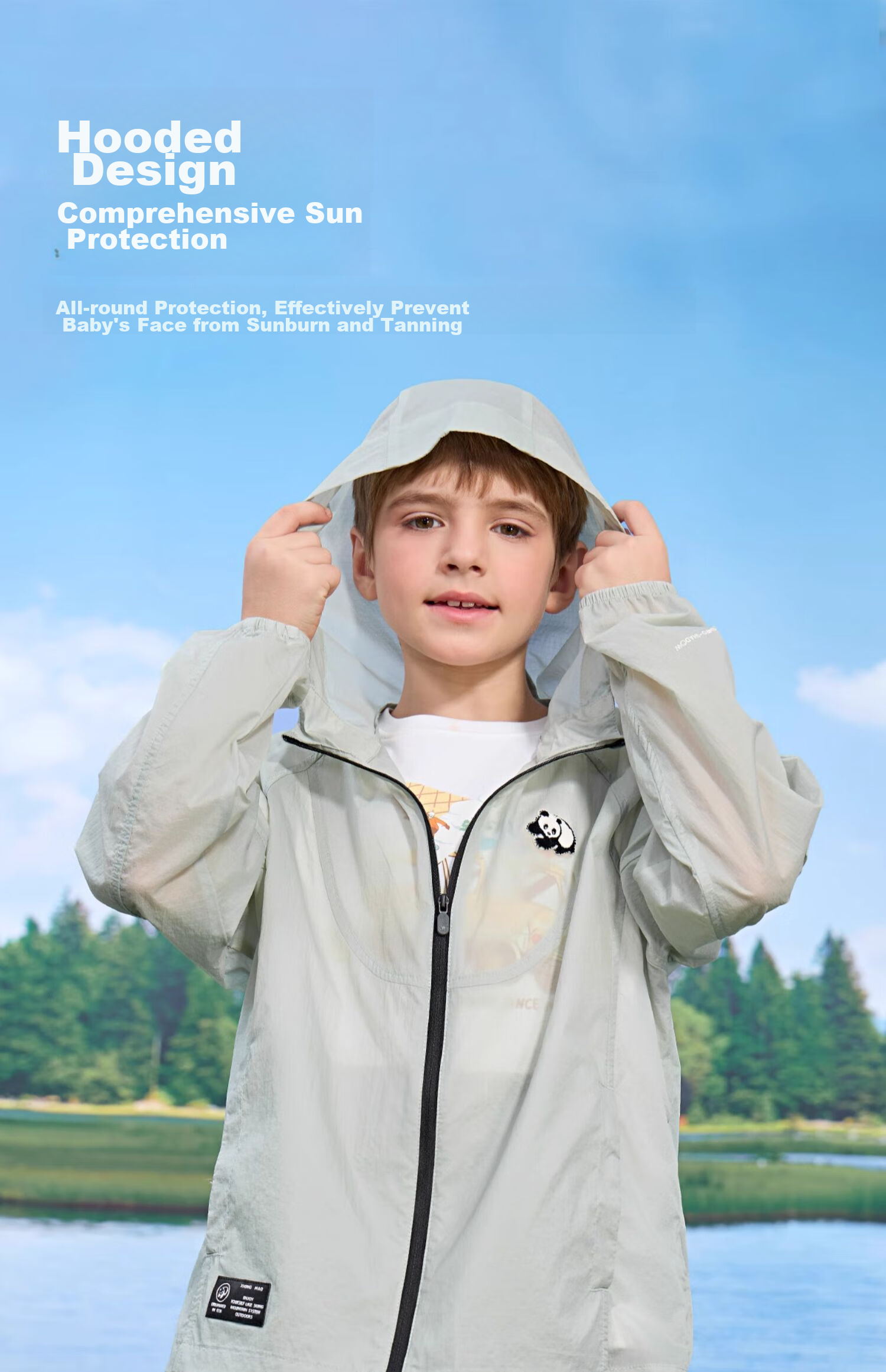 CAMEL Children's Skin Coat Jacket, Cool-Feeling for Older Kids, UPF50+ Sun Protection Clothing [Panda Co-Branded Edition] A64BA68158 15