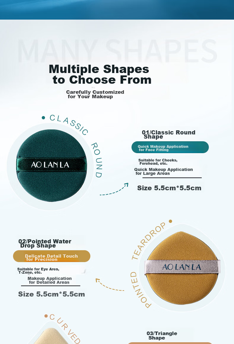 AOLANLA Beauty Sponge Set of 3, Dual-Use for Dry And Wet, Sponge Makeup Pads, Air Cushion Powder Puff, Individually Packaged with Sponge Holder 2