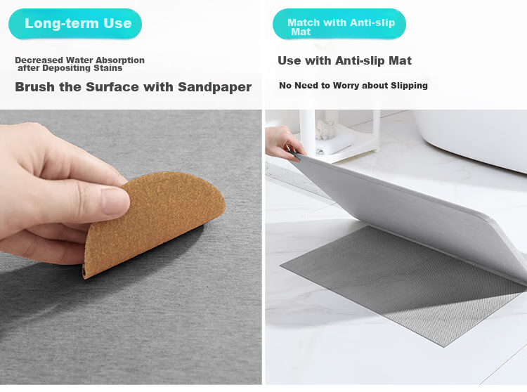 Dajiang Hard Diatomaceous Earth Bath Mat, Bathroom Entrance Absorbent Floor Mat, Toilet Foot Pad, Bathroom Mat, Non-Slip, 39x60cm 14