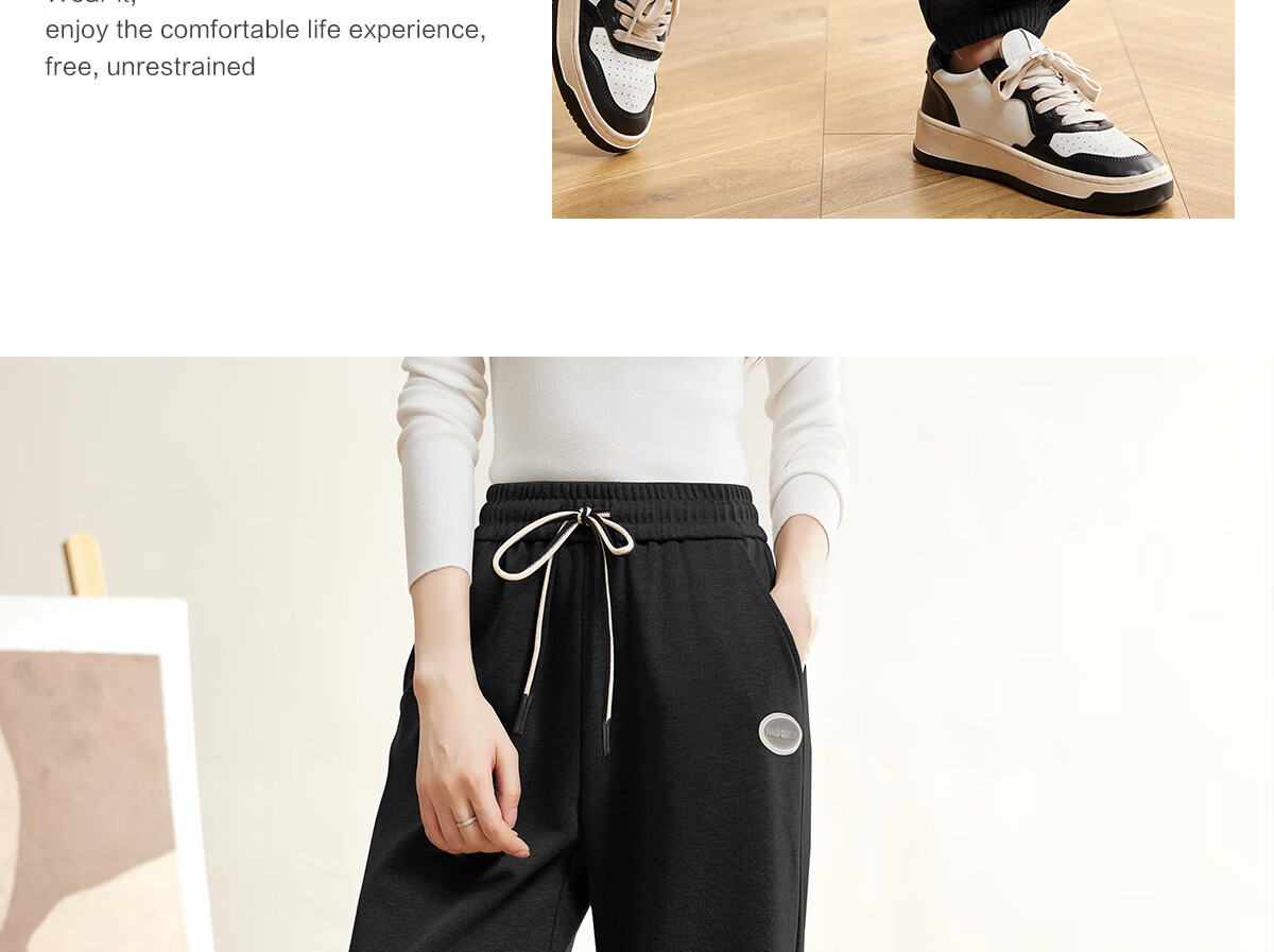 Halo Queen Women's Casual Pants, Spring And Autumn Side Striped Contrasting Color, Drawstring Elastic Waist, Summer Loose-Fitting Sweatpants, New Product H143R1011 21