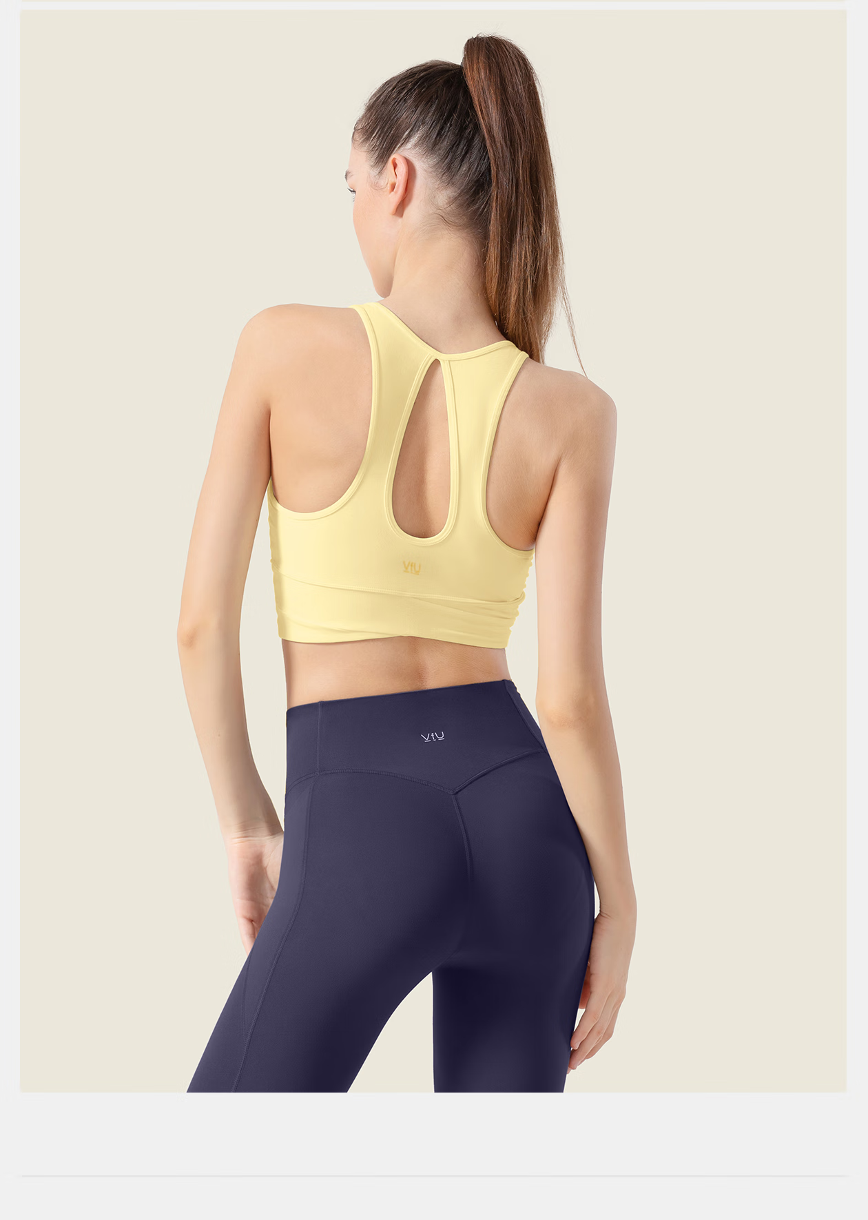 VFU Xiao Nao Dan Sports Bra for Women, Running Anti-Shock Sports Vest, Fitness Back Support, Cream Yellow, S 16