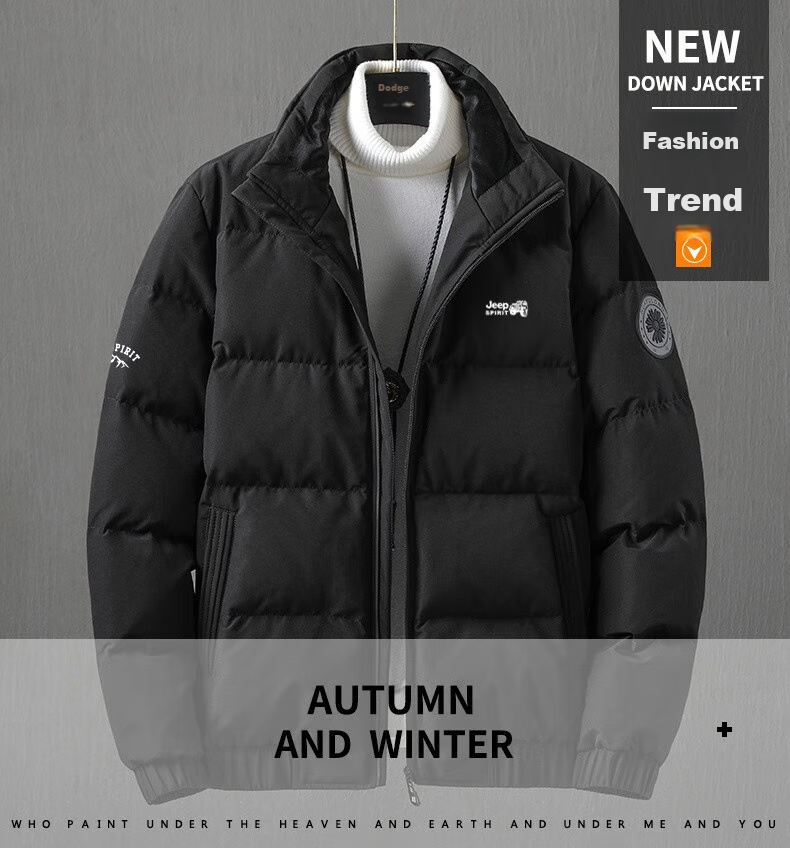 JEEP SPIRIT Men's Short down Jacket, Thick Winter Coat, New Loose-Fitting Warm Puffer Jacket, Gray, 3XL 1