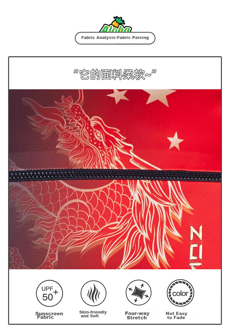 ZOKE Children's Swimsuit, Boys' One-Piece Square-Leg Swimwear Set, Two Pieces JD23503544, Black And Red with Chinese Dragon Design, Size 14 6