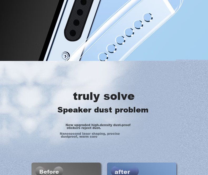 ESCASE Phone Speaker Hole Dust Cover Sticker, Loudspeaker Dust Cover, Earphone Dust Cover, Charging Port Plug Earphone Mesh Sticker, 20 Pieces with Tweezers 12