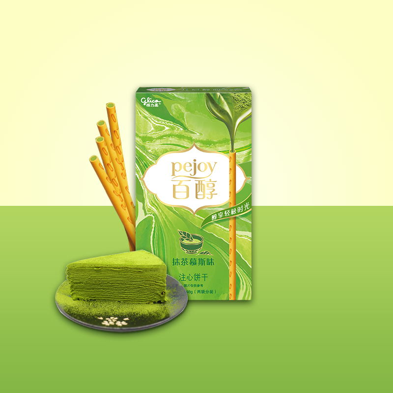 格力高(glico)百醇系列 百醇抹茶慕斯味48g*3盒 注心饼干零食礼物