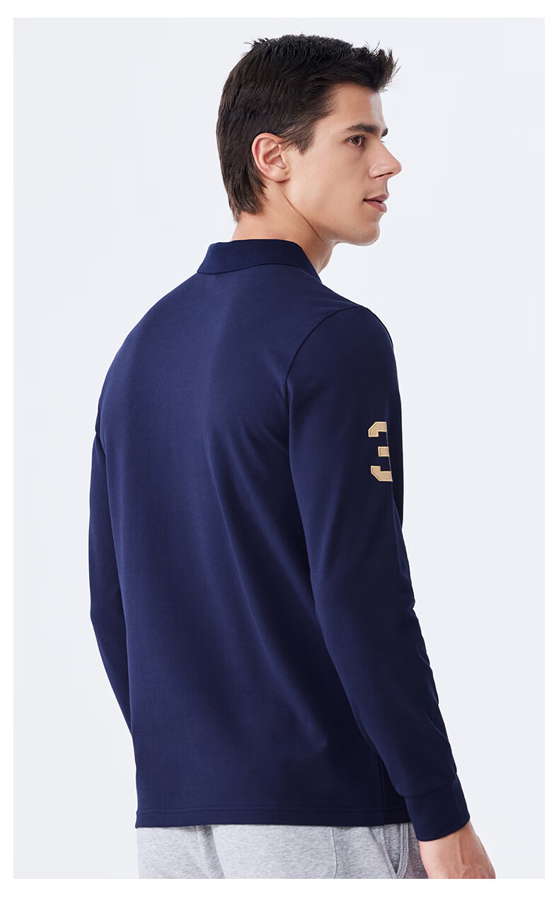 U.S. POLO ASSN. Men's Polo Shirt with Collar, Autumn Business Casual Long-Sleeve T-Shirt, American-Style Loose Top for Men, Navy Blue, Size L 13