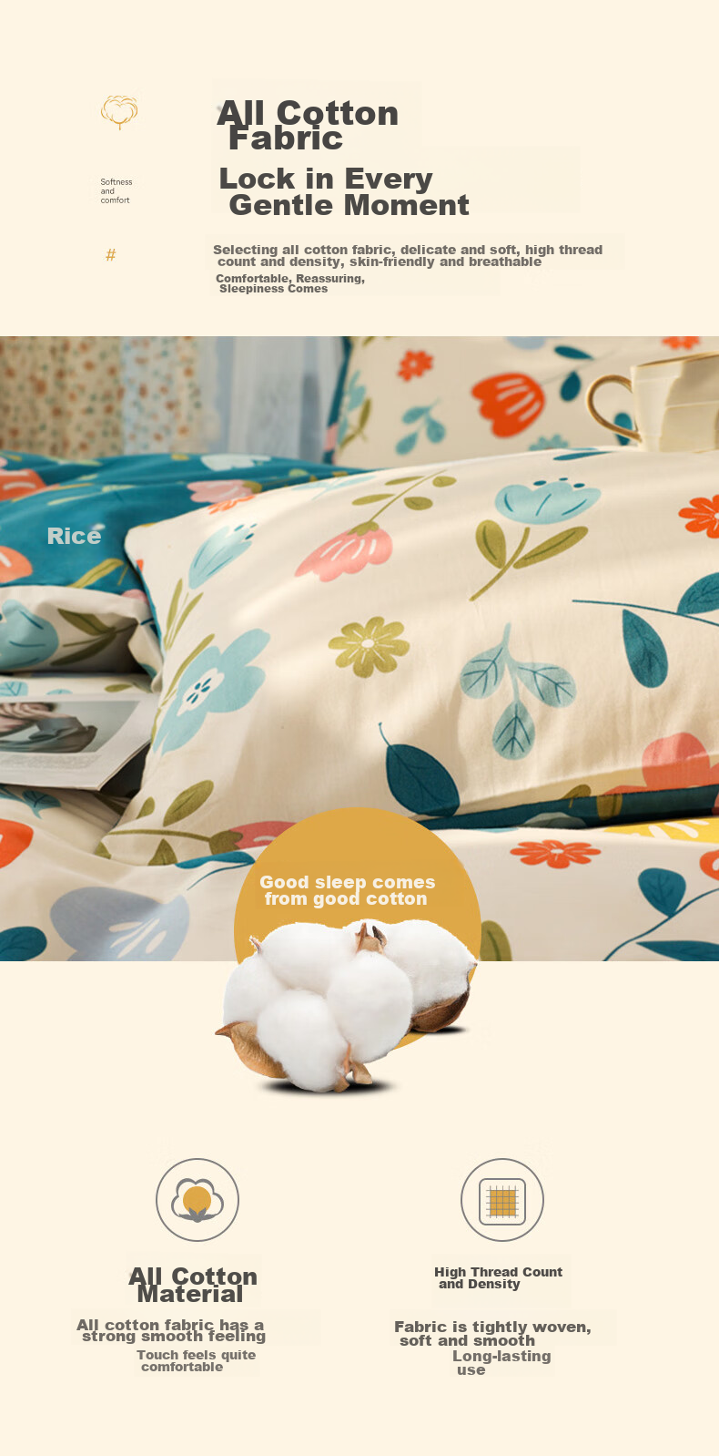 Grace 100% Cotton Pillowcase, Class A, 7A Antibacterial Fabric Pillow Cover, 48*74cm, Sea Salt Milk Coconut, One Pair 9