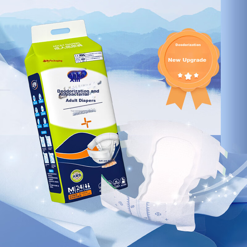 Ankexin Hook-And Adult Diapers for Elderly, M Size, 24 Pieces (Waist 80-105cm), Postpartum Incontinence Pads, Upgraded And Thicker