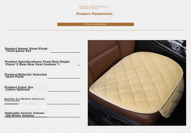 Digalun Car Seat Cushion 7-Piece Set Winter Plush Seat Cover Headrest Neck Pillow Warm Car Seat Pad Set 10