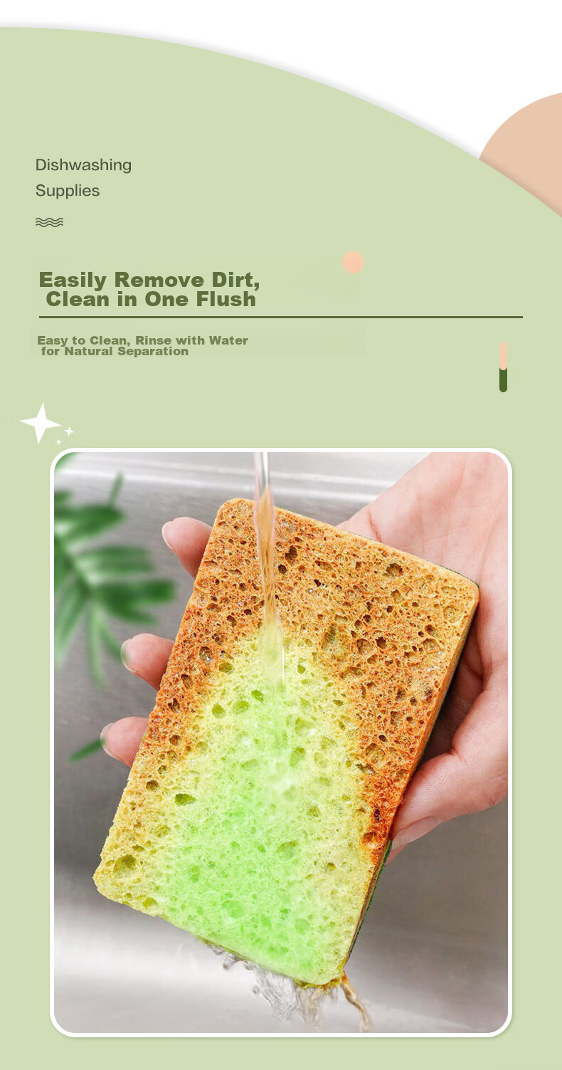 MR Wood Pulp Cotton Scouring Pad, 11*7cm*6 Pieces, Kitchen Cleaning Cloth, Thickened Dishwashing Sponge, Double-Sided Dishwashing Cloth 8