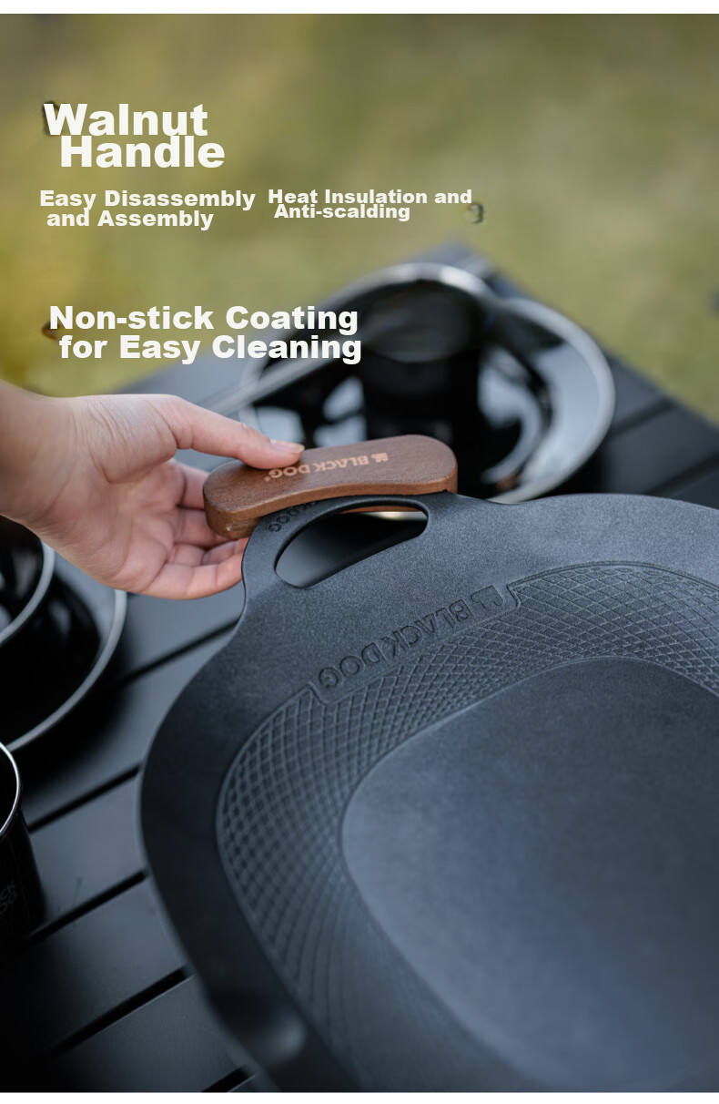 Black Dog Griddle Pan for Home Use, Outdoor Camping, Induction Cooker, Korean-Style Non-Stick Frying And Baking Pan, Night Black 7