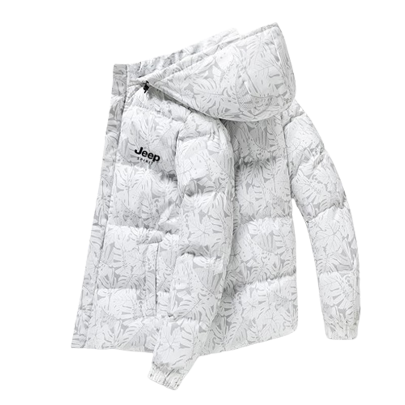 JEEP SPIRIT Men's Cotton Jacket, Padded Coat with Long Sleeves, Thick Winter Outerwear, Hooded Windproof Cotton Overcoat