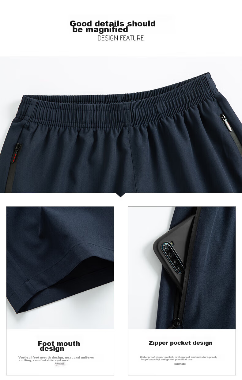 JEEP Men's Sports Shorts, Summer Simple Versatile Casual Shorts, HX9917 Dark Blue L 9