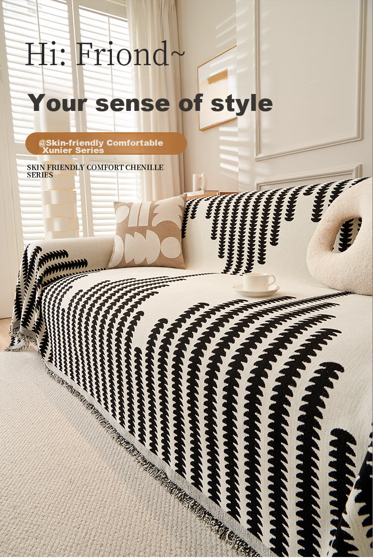 Mihua All-Season Chenille Anti-Cat Scratch Sofa Cover, Throw Blanket, Sofa Slipcover, 180*230cm, Roman Life 1
