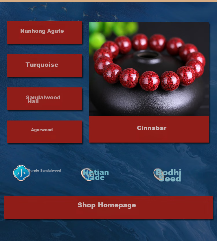 Doukou Shiguang Original Ore Translucent Crystal Cinnabar Bracelet, High-Content Zodiac Year Hetian Jade Fortune-Turning Bead Bracelet for Men And Women, 6mm 22