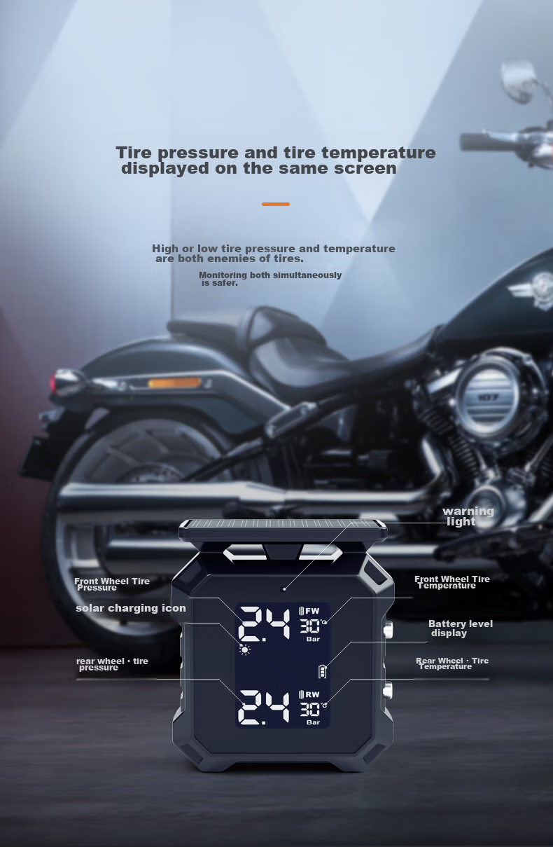 Victon Victon Motorcycle Tire Pressure Monitoring System, Electric Vehicle Solar-Powered Voice Alarm Tire Monitor 8