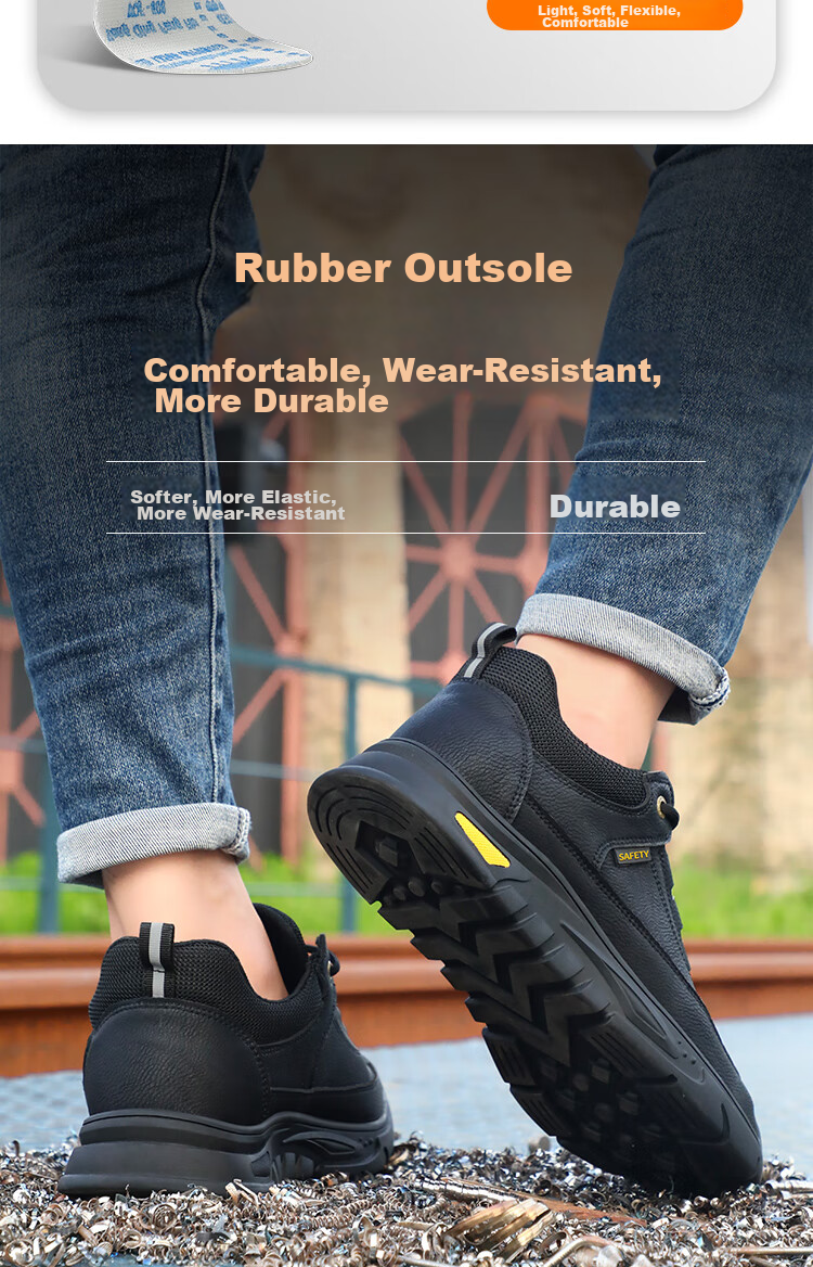 Jingtu Safety Shoes for Men, Self-Operated, Summer Breathable, Steel Toe Cap, Puncture-Resistant, Waterproof Work Boots 0253-J Size 43 7